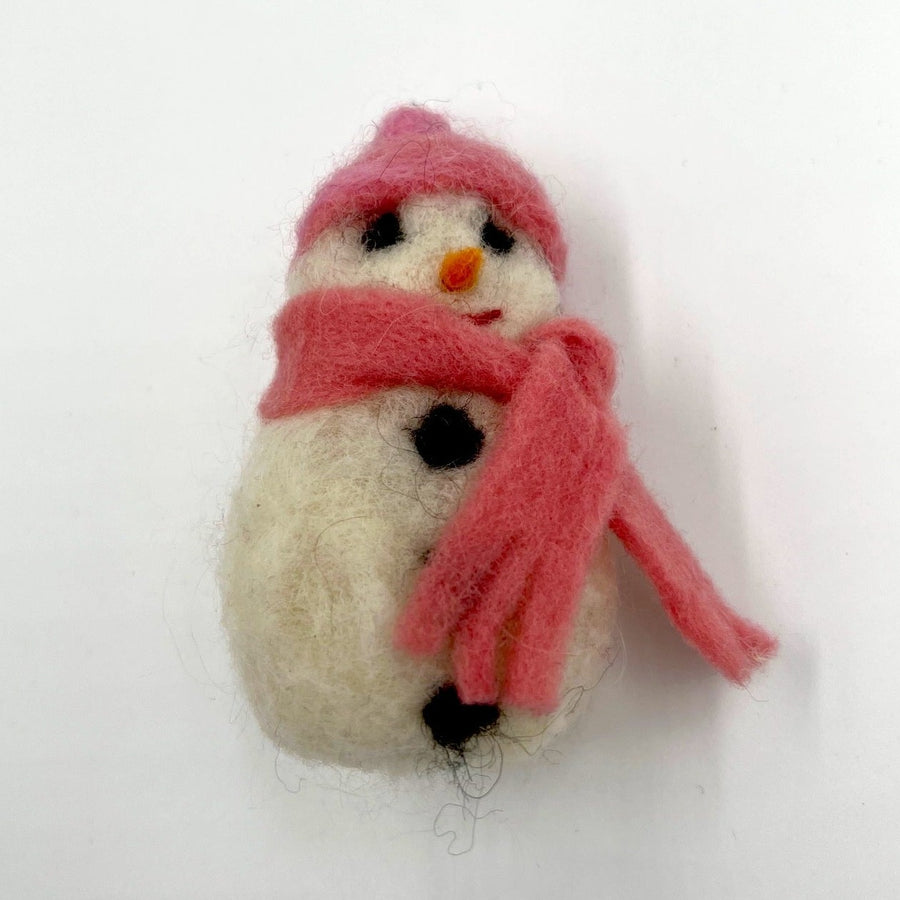 Snowman Ornament - pink scarf
