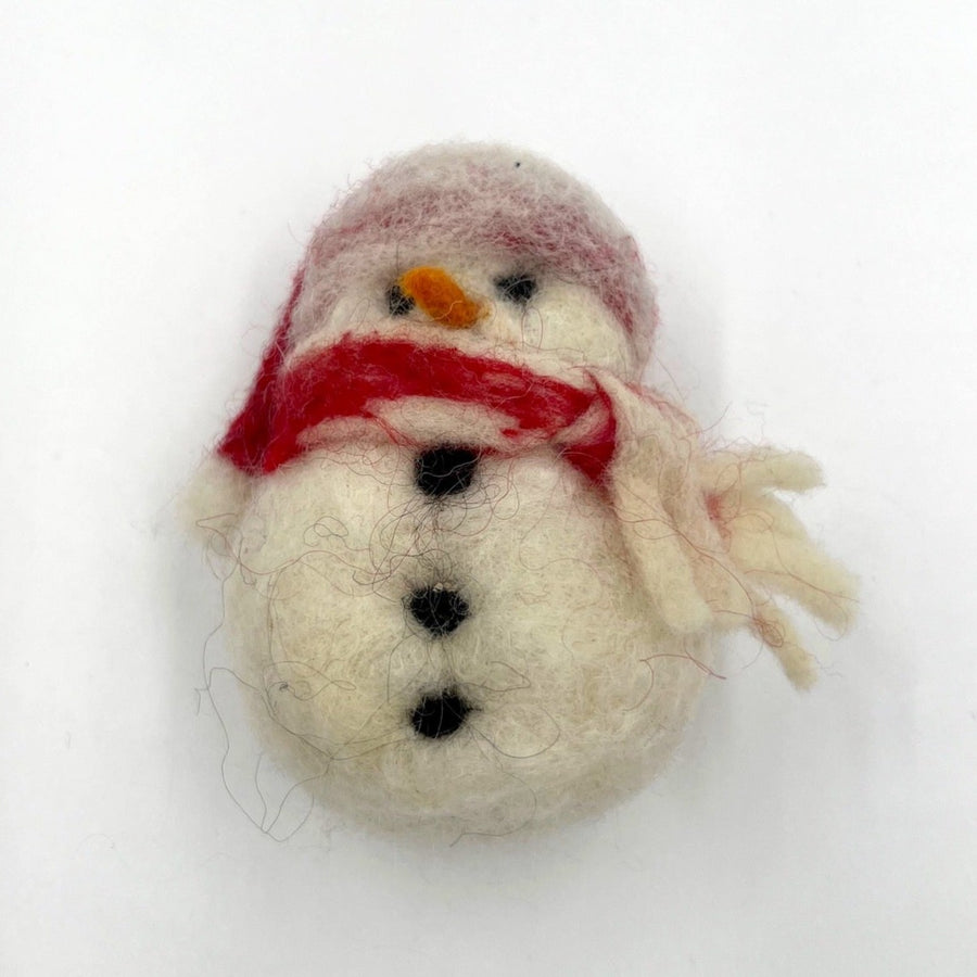 Snowman Ornament - red