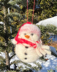 Snowman Ornament - red