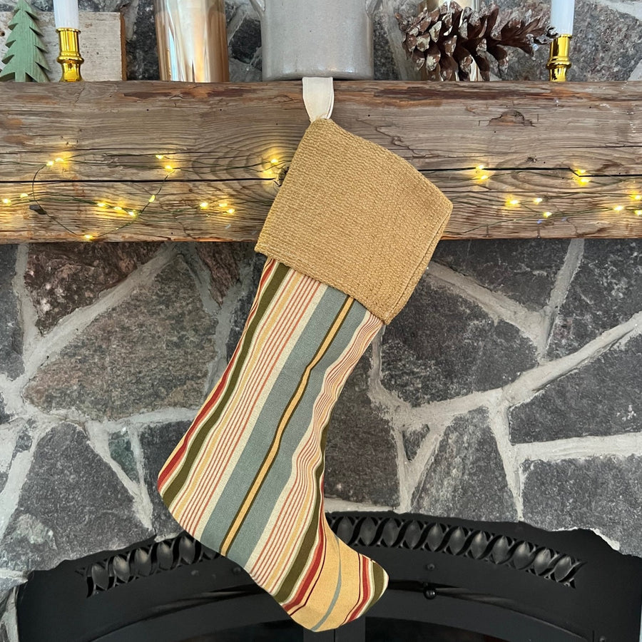 Handmade Christmas Stocking - vertical stripes