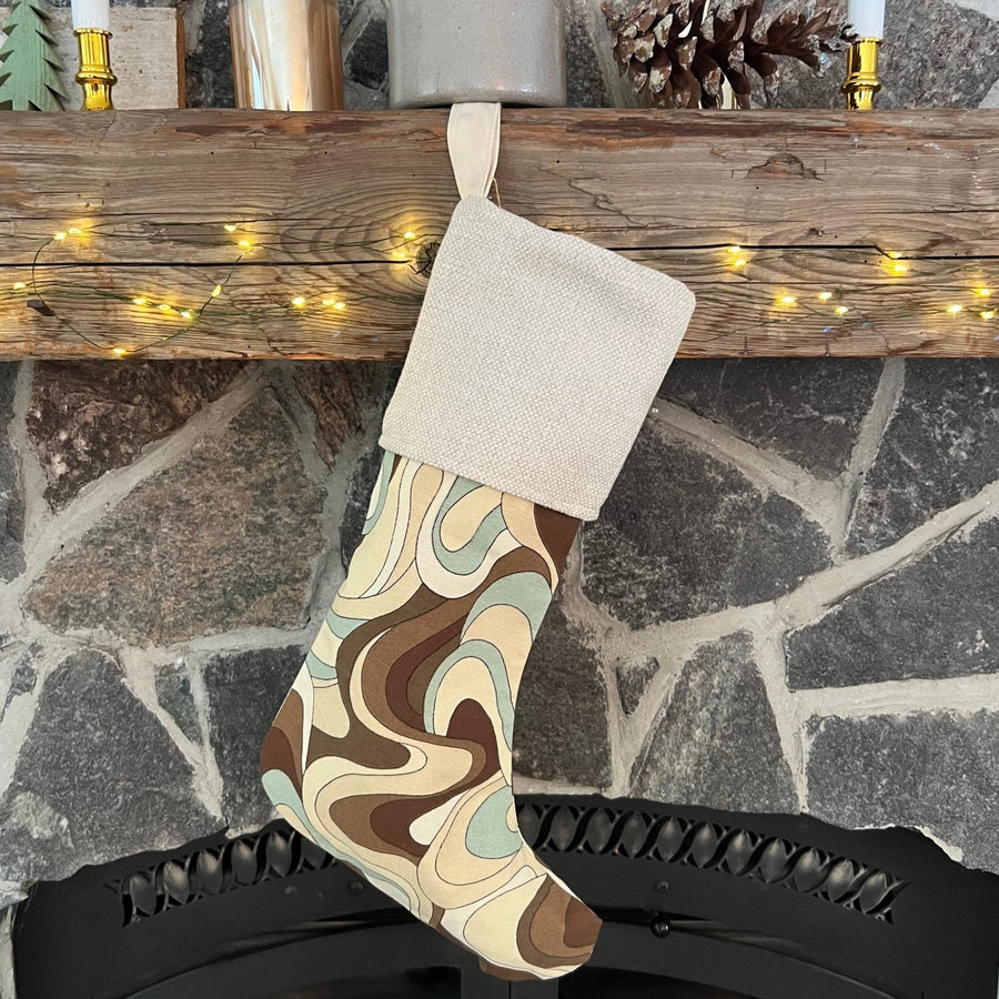 Handmade Christmas Stocking - retro wavy