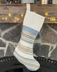 Handmade Christmas Stocking - horizontal blue stripes