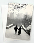 Friends on a Bridge in Winter Greeting Card - pack of 6