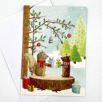 Christmas with the Woodland Critters Greeting Card