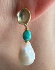 Turquoise and Pearl Earrings