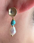 Turquoise and Pearl Earrings