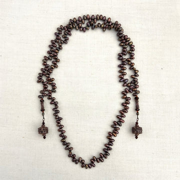 Brown Potato Pearl Lariat Necklace