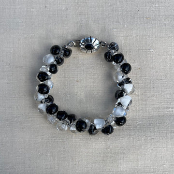 Unicorn Black and White Glass Bracelet with Onyx Clasp