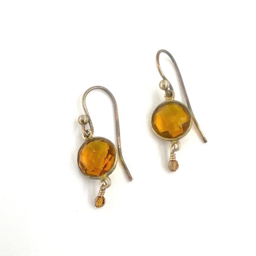 Gold Bezel Set Citrine Earrings