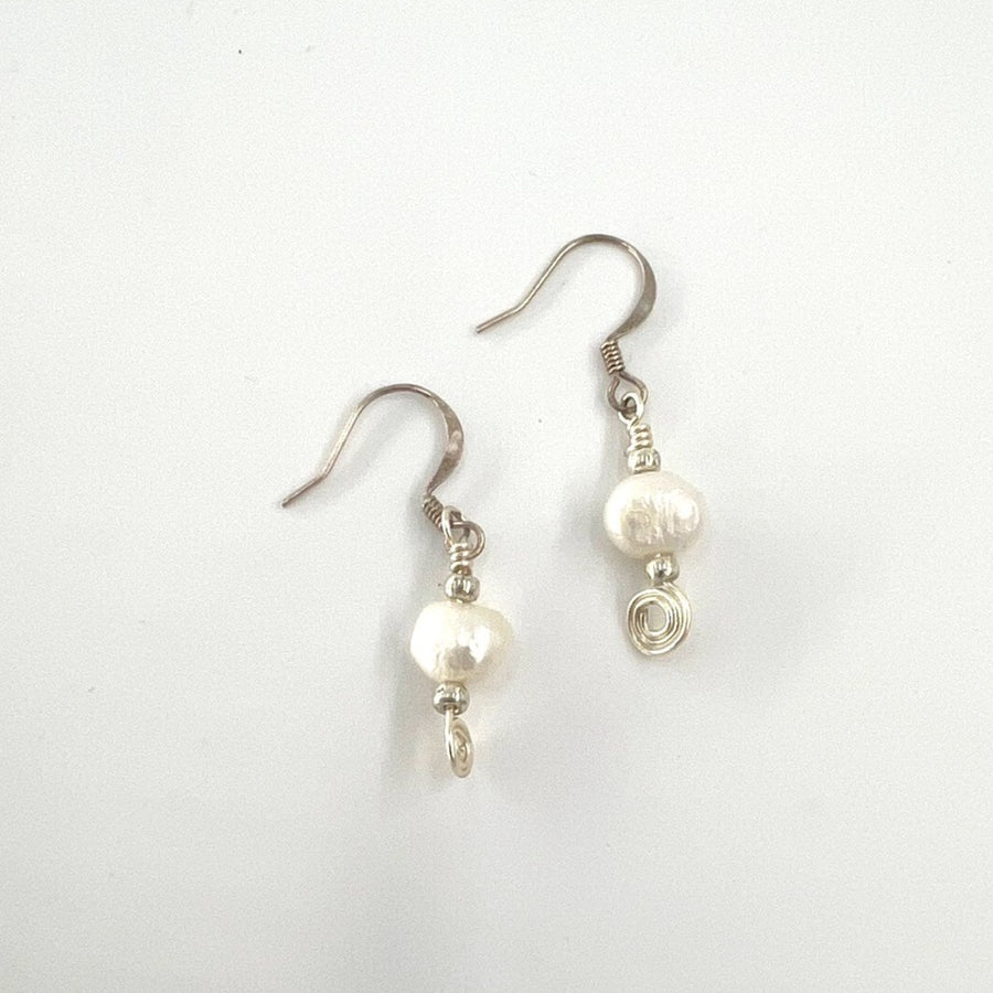 White Pearl with Swirl Earrings