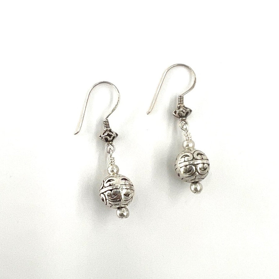 Balinese Pewter Ball Earrings