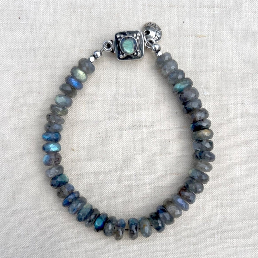 Labradorite Faceted Bracelet with Labradorite Clasp