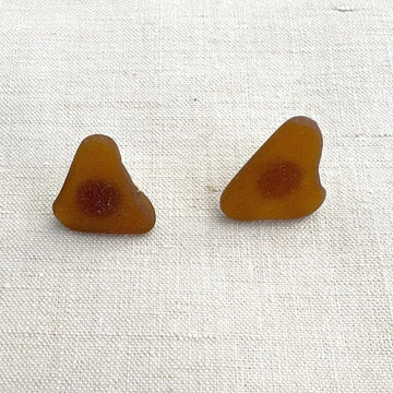 Brown Seaglass Earrings with Sterling Posts