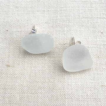 White Sea-glass Earrings with Sterling Posts Earrings II