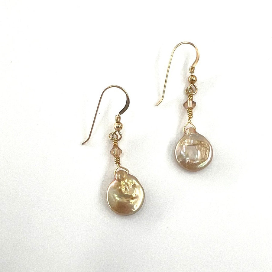 Champagne Coin Pearl Earrings