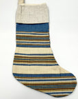 Handmade Christmas Stocking - horizontal blue stripes