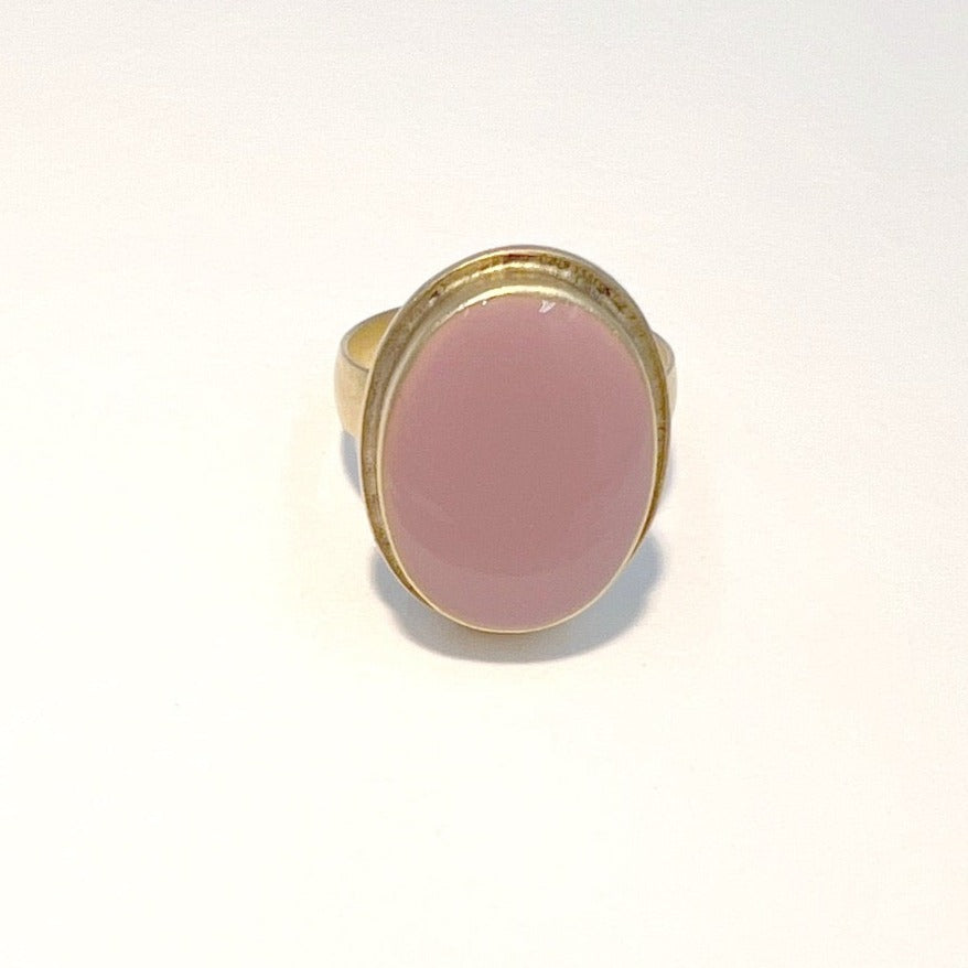 Adjustable Resin Pendant Ring - rose pink