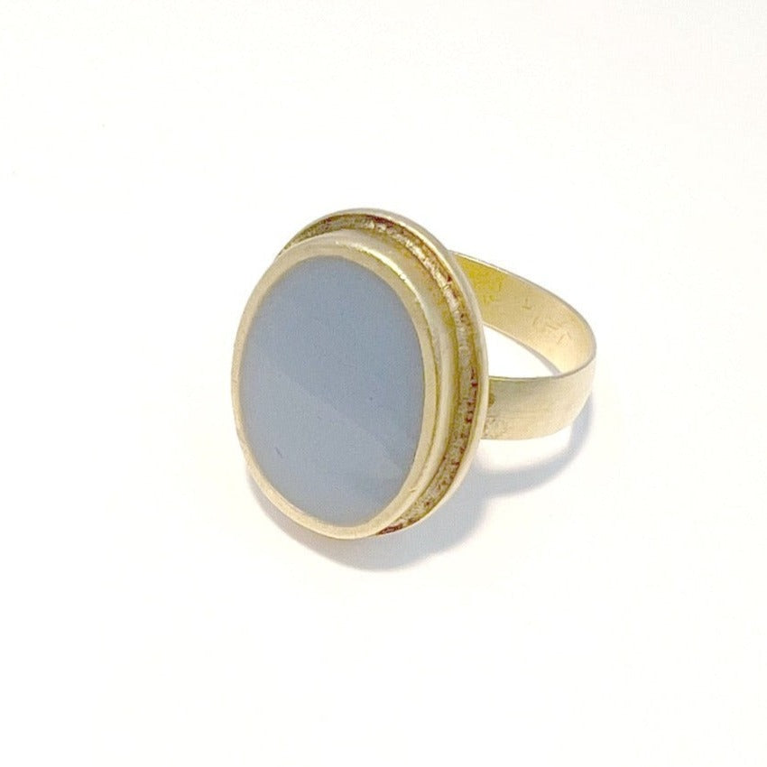 Adjustable Resin Pendant Ring - light blue