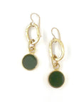 Dark Green Cloisonne' Pendant Earrings