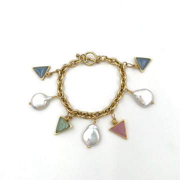 Pearl and Resin Charm Bracelet