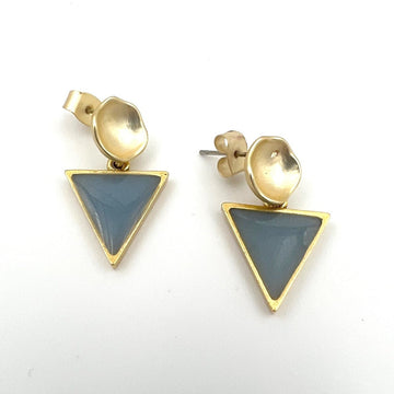 Triangle Resin Charm Post Earrings - light blue