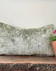 Silk Velvet Green Ikat Pillow