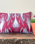 Red Ikat Velvet Bolster Pillow