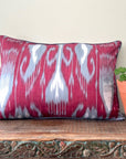 Red Ikat Velvet Bolster Pillow