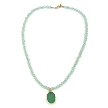 Aqua Jade Necklace with Aqua Druzy Necklace