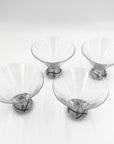 Vintage Stemless Martini Glasses with Abstract Metal Base by Lennox - set of 4