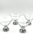 Vintage Stemless Martini Glasses with Abstract Metal Base by Lennox - set of 4