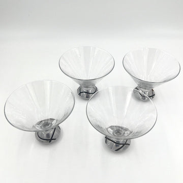 Stemless Martini Glasses with Abstract Metal Base by Lennox - set of 4