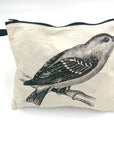 Screen Printed Zip Bag - sparrow