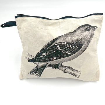 Screen Printed Zip Bag - sparrow