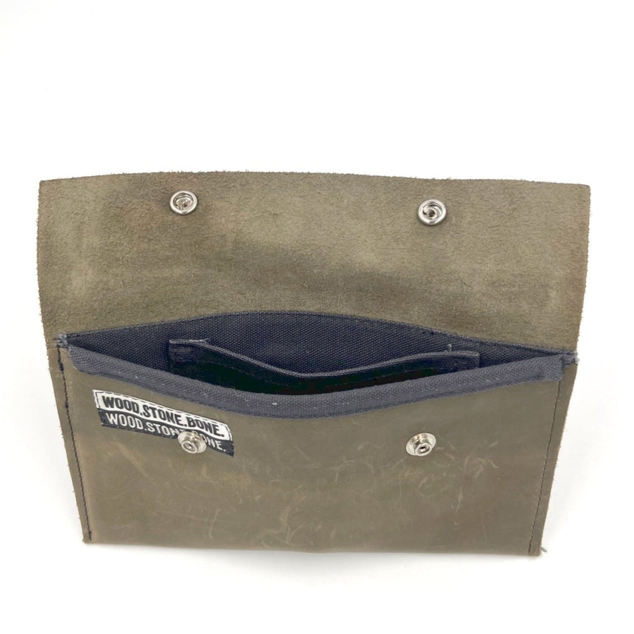 Leather Clutch - olive