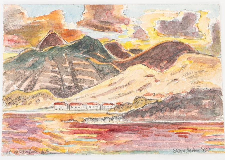 Watercolor of St. Maarten Landscape by Elena Jahn
