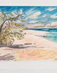 Watercolor of Playa Flamenco, Puerto Rico - Landscape by Maine Artist Elena Jahn