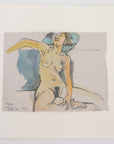 Watercolor and Sketch of reclining nude figuere by Maine Artist Elena Jahn