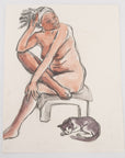 Watercolor and Sketch of nude figure - Elana Jahn