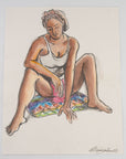 Watercolor and sketch of female figure by Maine Artist Elena Jahn