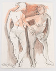 Watercolor and sketch of nude figures by Maine Artist Elena Jahn