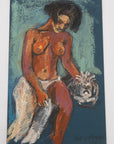 Painting of Nude Figure and Dog by Maine Artist Elena Jahn