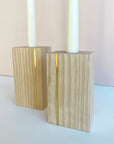 Ash Candle Holder with Brass Inlay