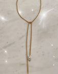 Pearl Drop Lariat Necklace