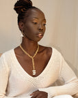 Bell Bead chain with Pearl Drop Necklace