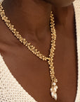 Golden Bells with Pearl Tassel Necklace