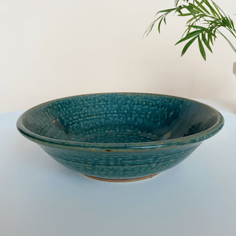 Antique Blue Ceramic Serving Bowl