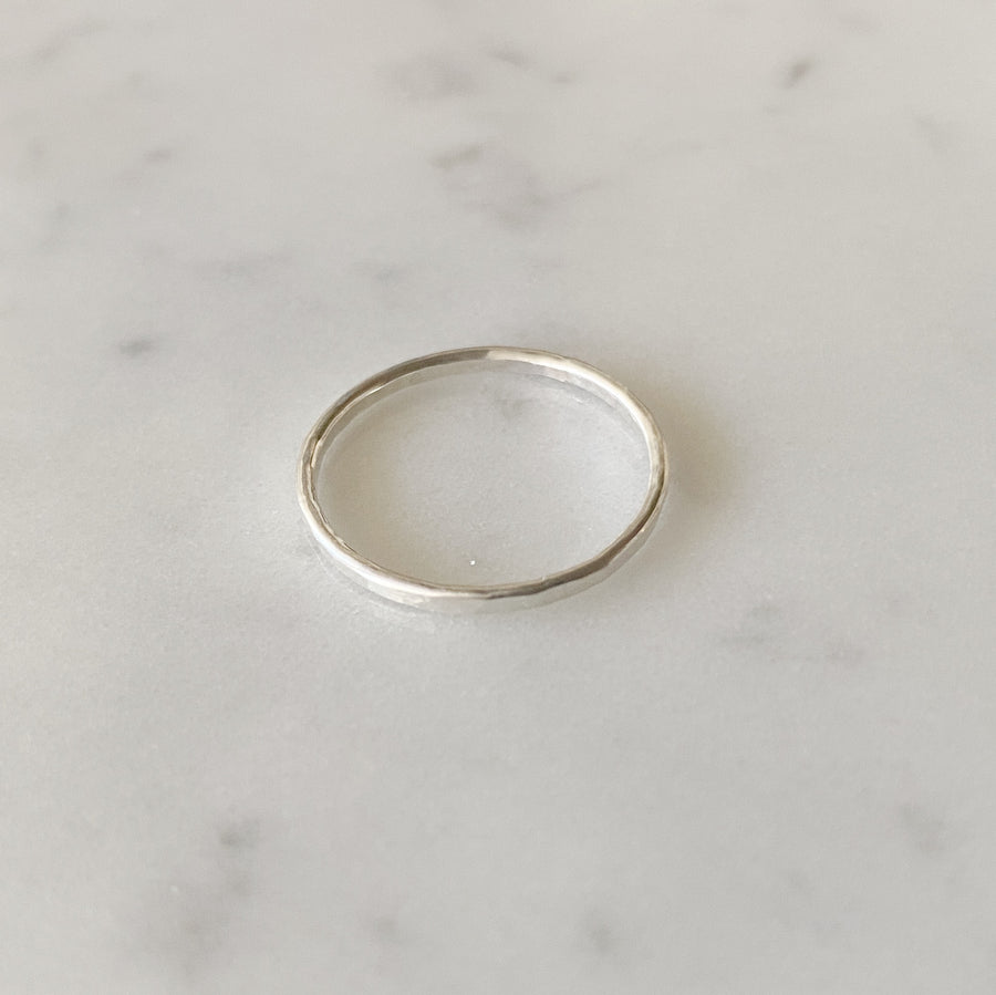 Skinny Hammered Sterling Silver Ring