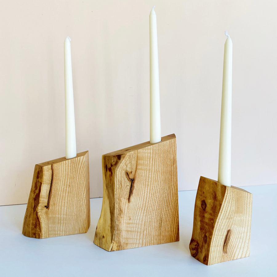 Fat Live-Edge Ash Candle holders