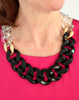 Acrylic Chain Black, Gold, Clear Necklace